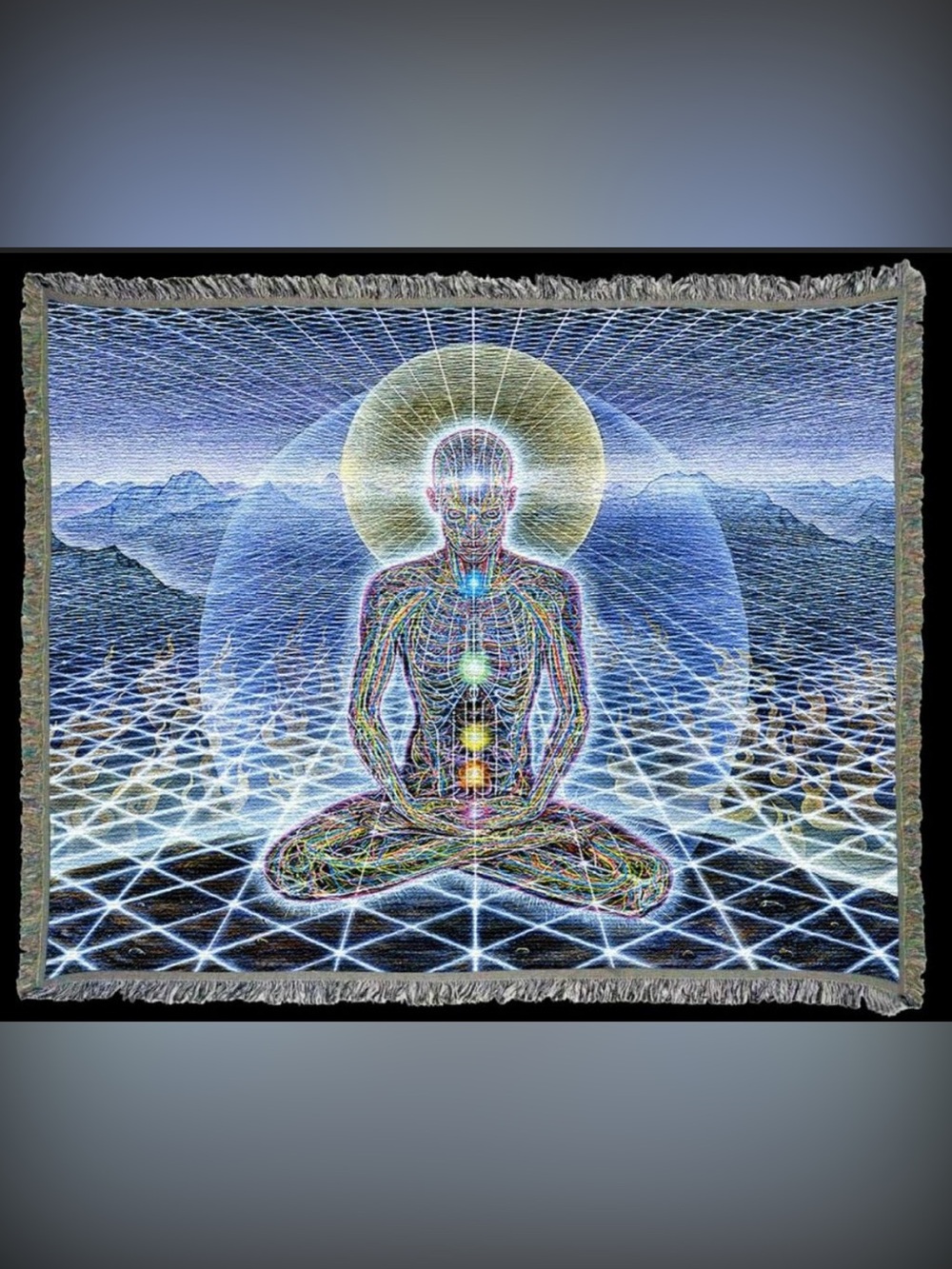 Theologue - Art Blanket Alex Grey Graphic Woven Fringed Throw Blanket